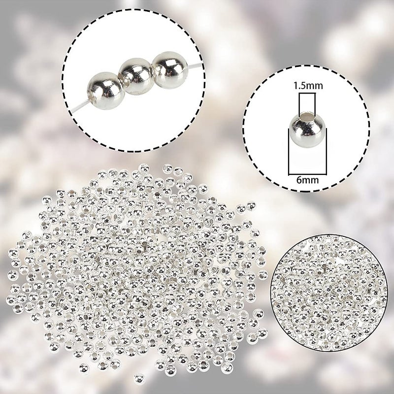 LolliBeads (R) Silver Plated Smooth Round Metal Beads 6 mm 300 Pcs - Image 3